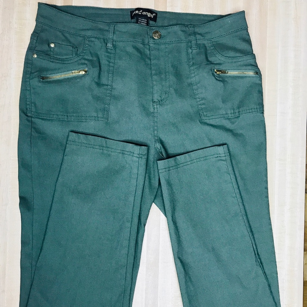 Like An Angel Olive Shinny Jeans.